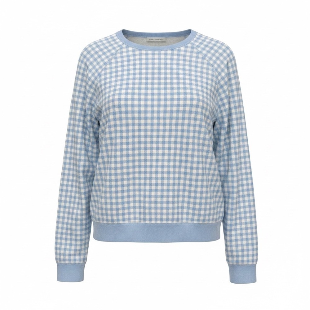 Draper James Sweater Womens XL Blue White Gingham Check Pullover Long Sleeve Top